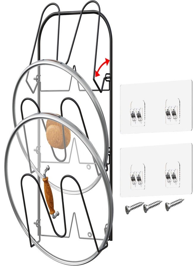 Niceyos Universal Adjustable Pot Lid Holder Organizer for Cabinet - Upgraded Patented Niceyos 1 Pack Pan Lids Organizers Inside Cabinet Door Wall Mount Pots Top Rack for Kitchen Cupboard Fit 6" to 13" (Black) - Image 1